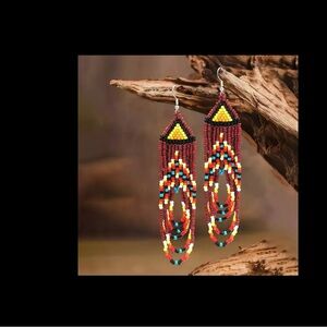 Looped Colorful Beaded Dangle Earrings
